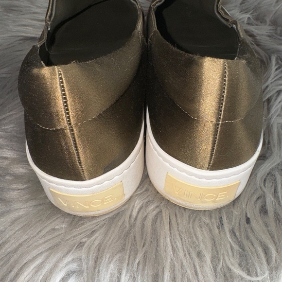 Vince Warren Italian Satin Platform Slip On Sneakers Antique Olive Size 7 - Picture 6 of 10